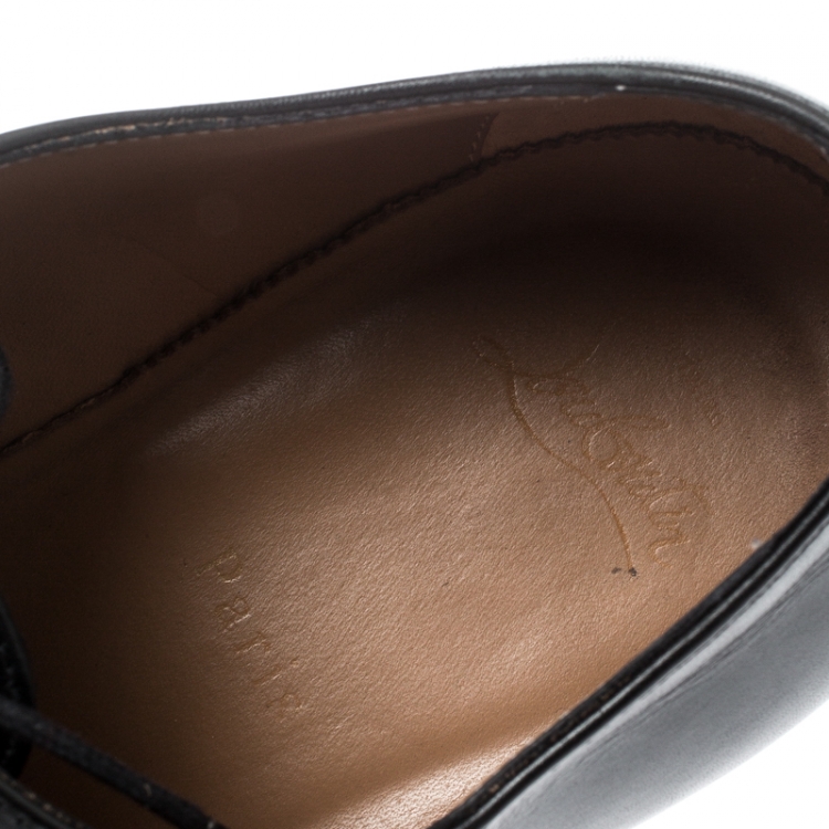 Pre Owned Christian Louboutin Black Leather Capri Oxfords Size 41