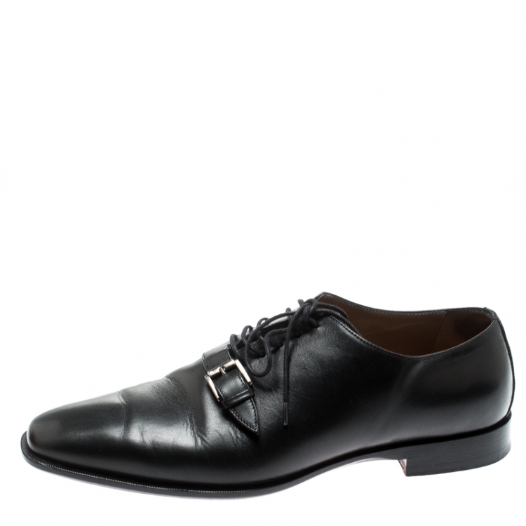 Pre Owned Christian Louboutin Black Leather Capri Oxfords Size 41