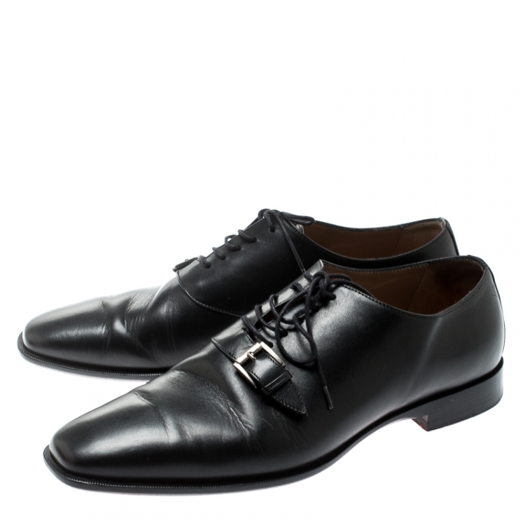 Pre Owned Christian Louboutin Black Leather Capri Oxfords Size 41