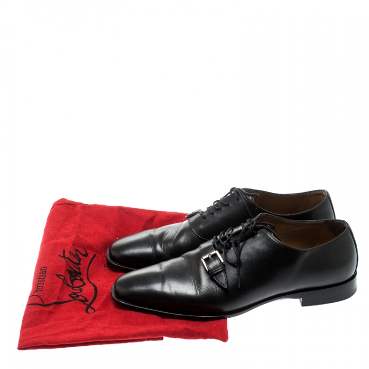 Pre Owned Christian Louboutin Black Leather Capri Oxfords Size 41