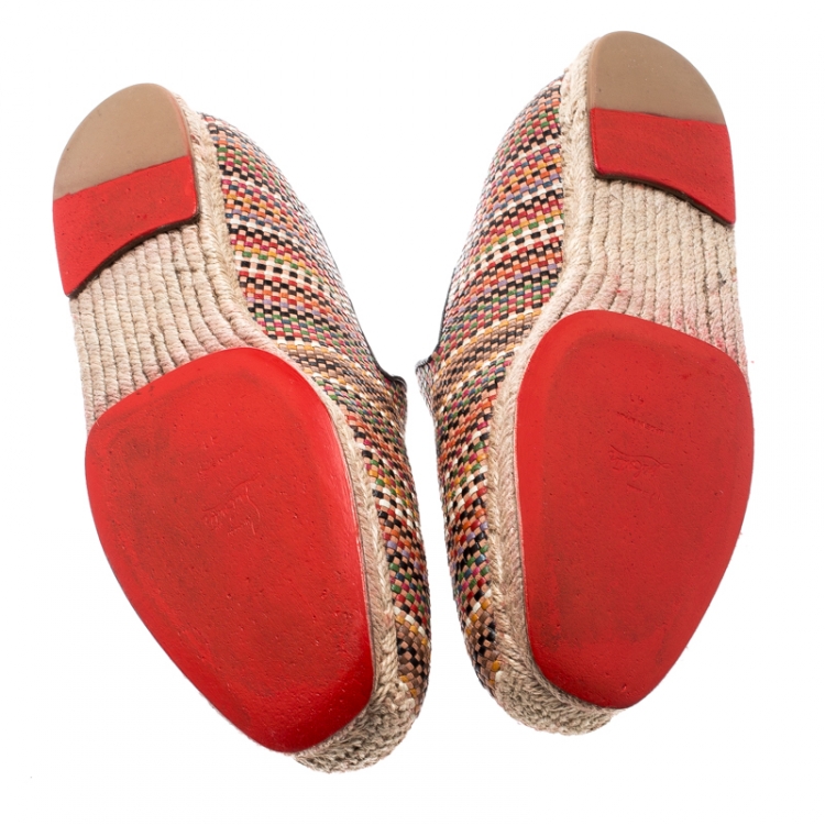 Pre Owned Christian Louboutin Multicolor Woven Leather Relax Espadrilles Size 41