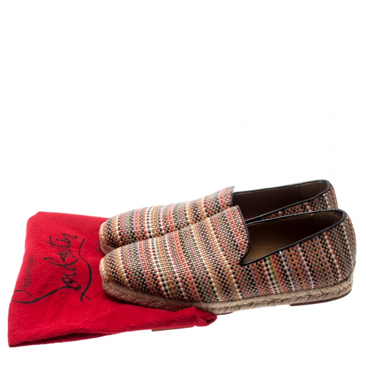 Pre Owned Christian Louboutin Multicolor Woven Leather Relax Espadrilles Size 41