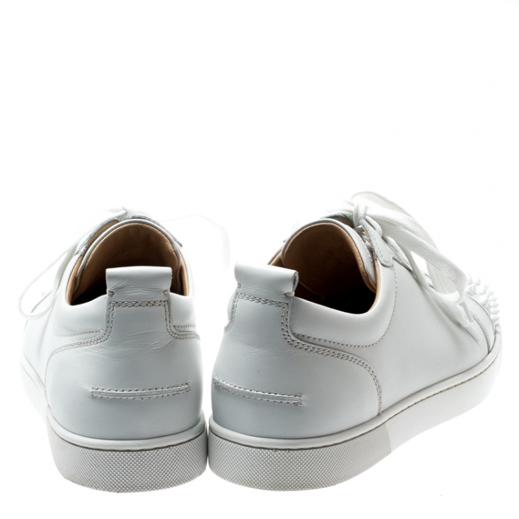 Pre Owned Christian Louboutin White Leather Louis Junior Spikes Sneakers Size 42