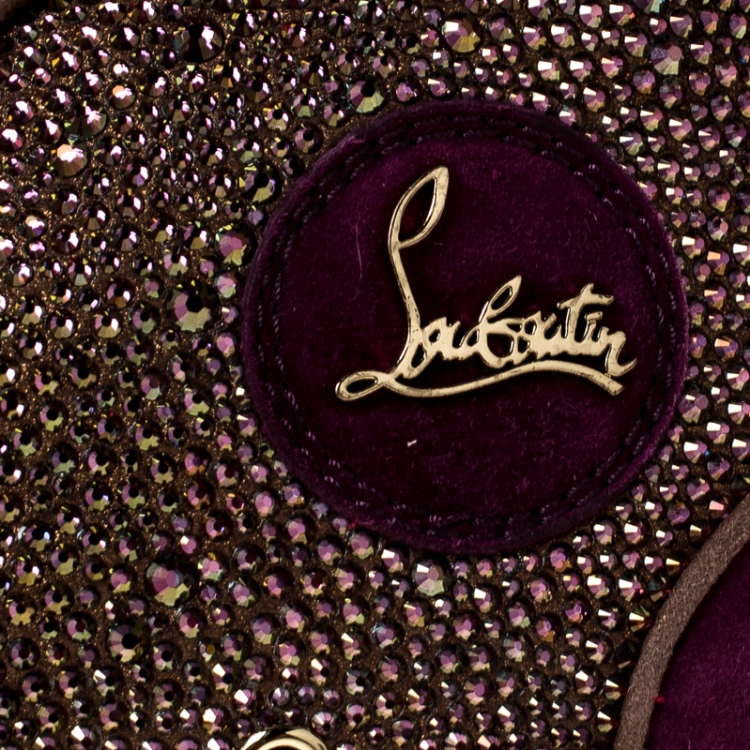 Pre Owned Christian Louboutin Purple Suede Strass Louis High Top Sneakers Size 40