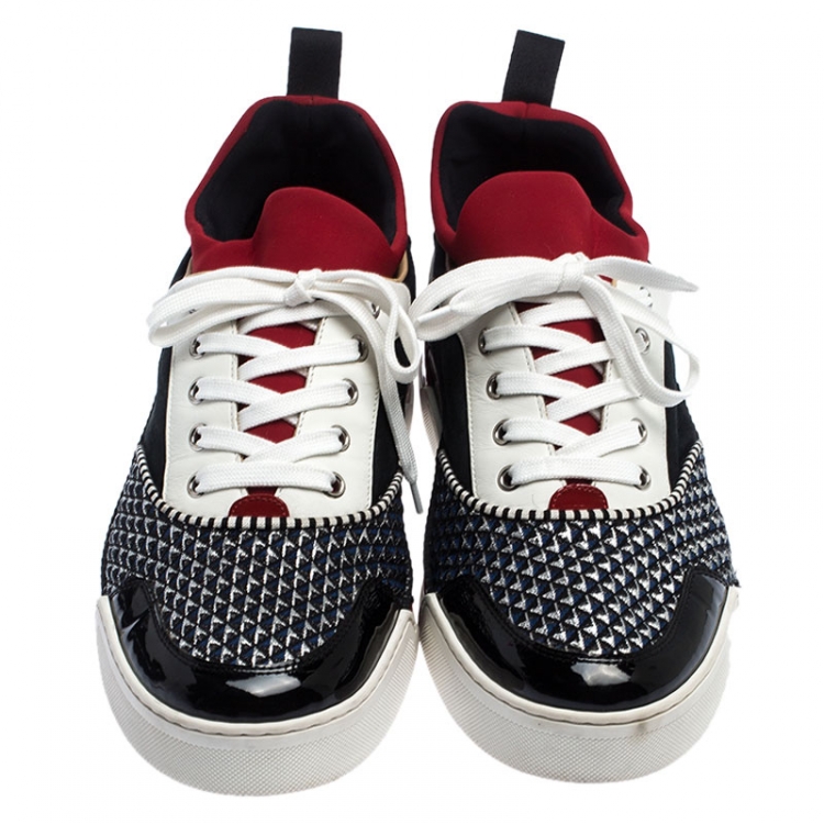 Pre Owned Christian Louboutin Multicolor Leather and Fabric Aurelien Sneakers Size 42.5