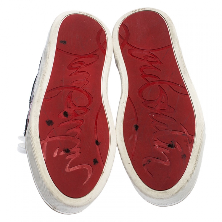 Pre Owned Christian Louboutin Multicolor Leather and Fabric Aurelien Sneakers Size 42.5