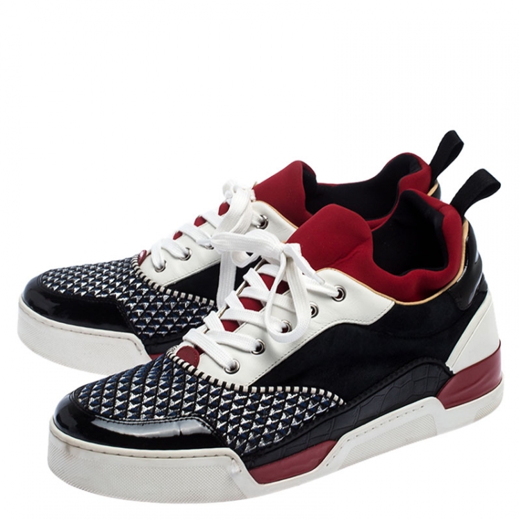 Pre Owned Christian Louboutin Multicolor Leather and Fabric Aurelien Sneakers Size 42.5