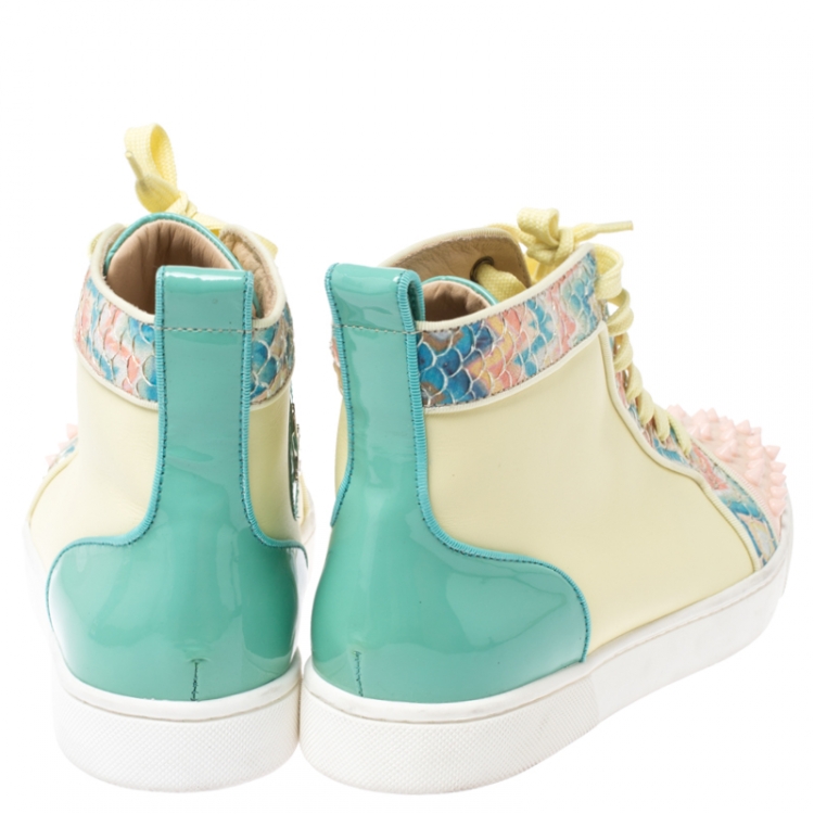 Pre Owned Christian Louboutin Multicolor Leather Louis Spike High Top Sneakers Size 41