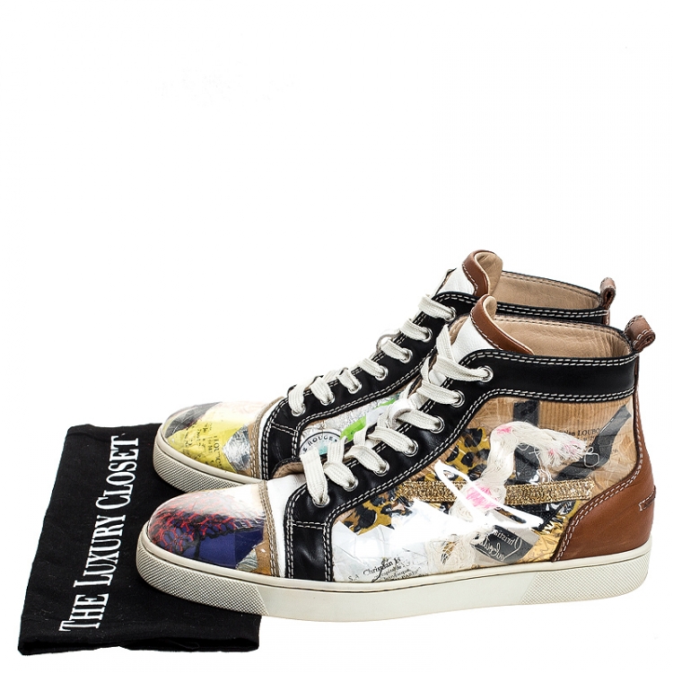 Pre Owned Christian Louboutin Multicolor PVC And Leather Trash High Top Sneakers Size 41
