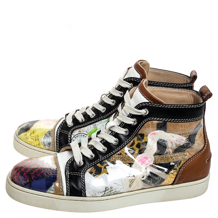 Pre Owned Christian Louboutin Multicolor PVC And Leather Trash High Top Sneakers Size 41