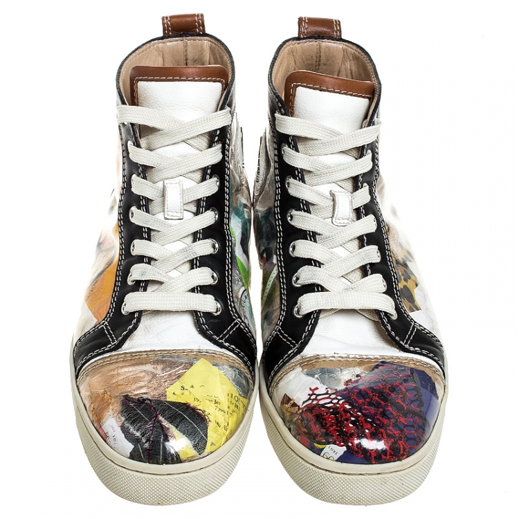 Pre Owned Christian Louboutin Multicolor PVC And Leather Trash High Top Sneakers Size 41