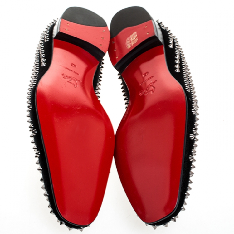 Pre Owned Christian Louboutin Black Dandelion Spikes Loafer Size 43