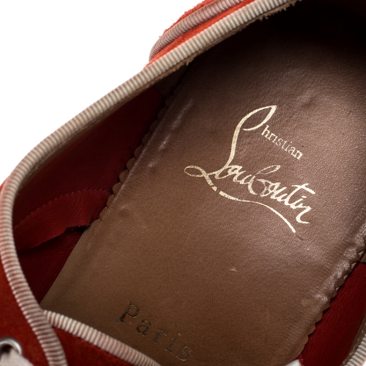 مملوكة مسبقًا Christian Louboutin Red Suede Lace Up Oxford Size Size 40.5