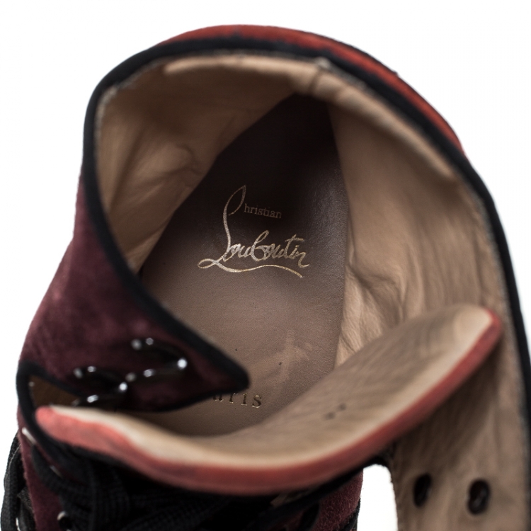 Pre Owned Christian Louboutin Two Tone Suede Alfie High Top Sneakers Size 41