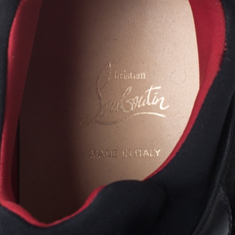 Pre Owned Christian Louboutin Black Leather, Suede and Fabric Aurelien Sneakers Size 45
