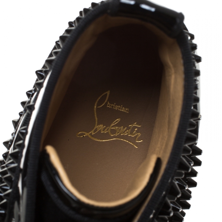 Pre Owned Christian Louboutin Black Suede Leather Louis High Top Sneakers Size 43.5