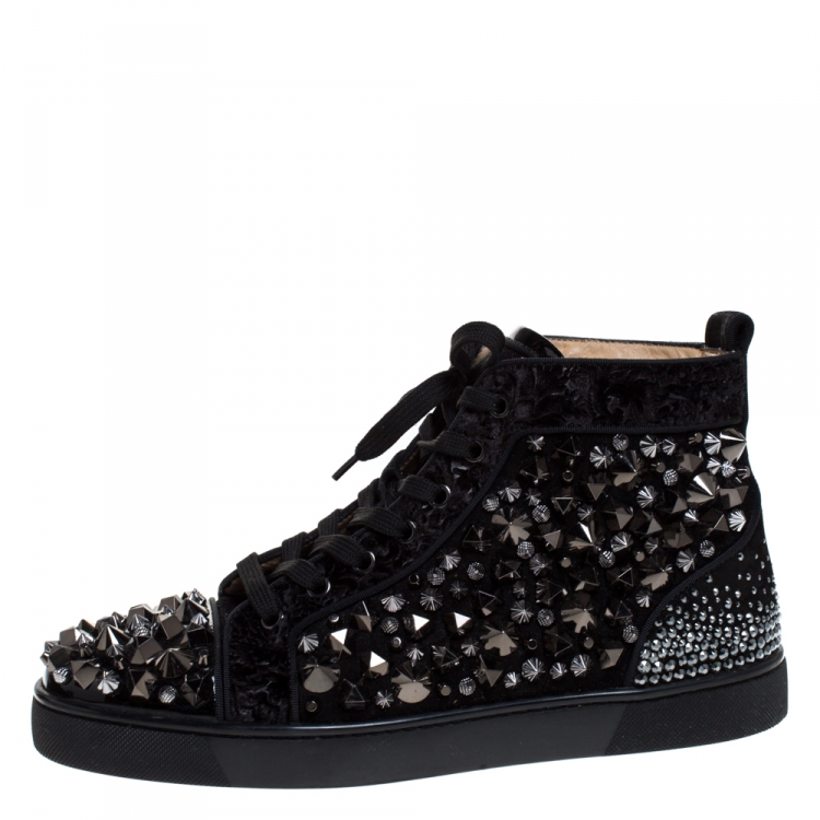 Louis Suede Embellished Sneakers in Black - Christian Louboutin