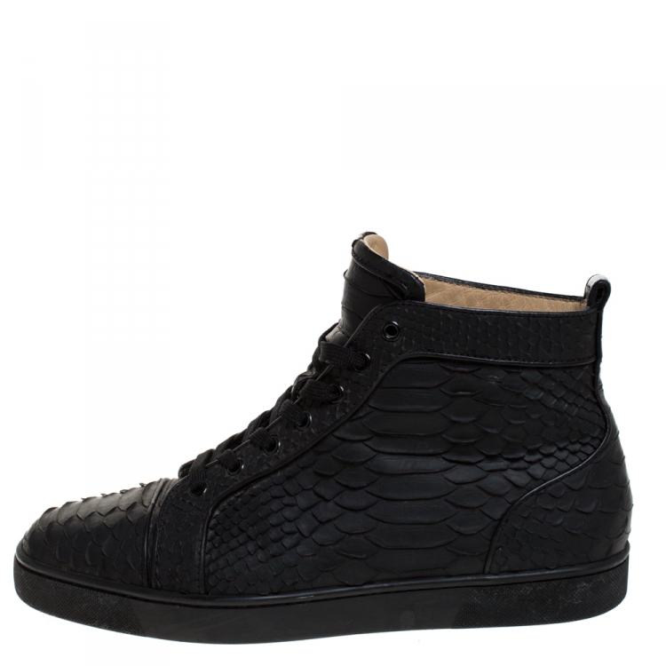 Christian Black Python Leather Rantus High Top Sneakers Size 42.5 Christian Louboutin |