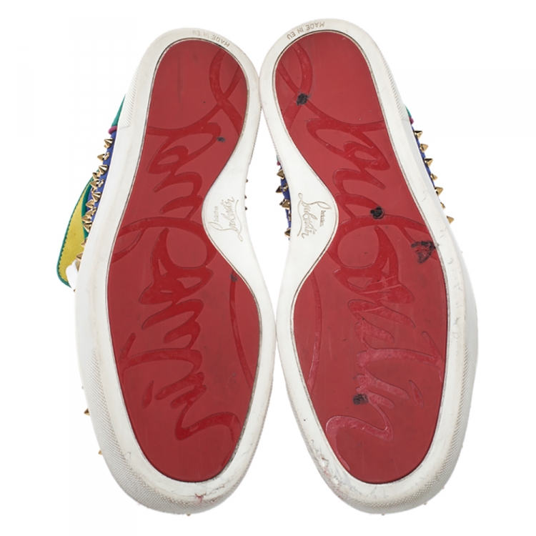 Pre Owned Christian Louboutin Multicolor Suede Louis Spikes High Top Sneakers Size 43