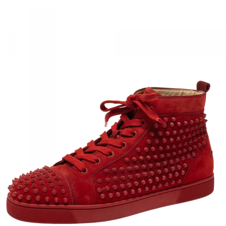 christian louboutin red suede sneakers