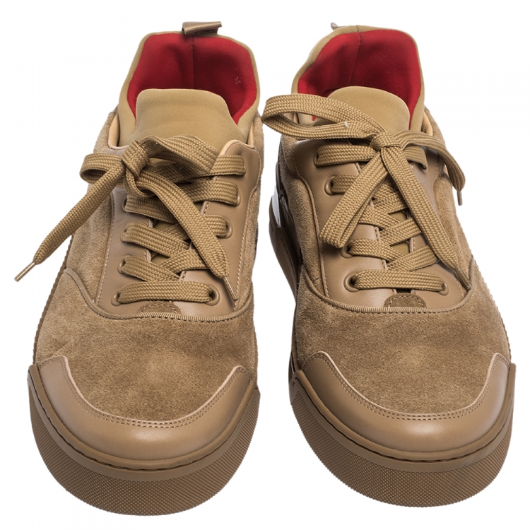 Pre Owned Christian Louboutin Beige Leather, Suede and Fabric Aurelien Sneakers Size 42.5