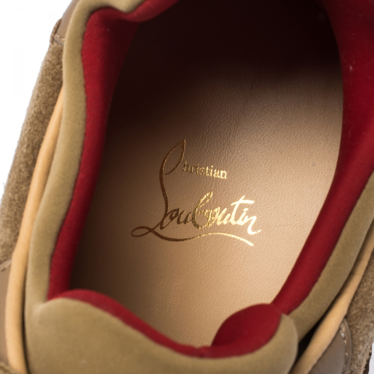 Pre Owned Christian Louboutin Beige Leather, Suede and Fabric Aurelien Sneakers Size 42.5