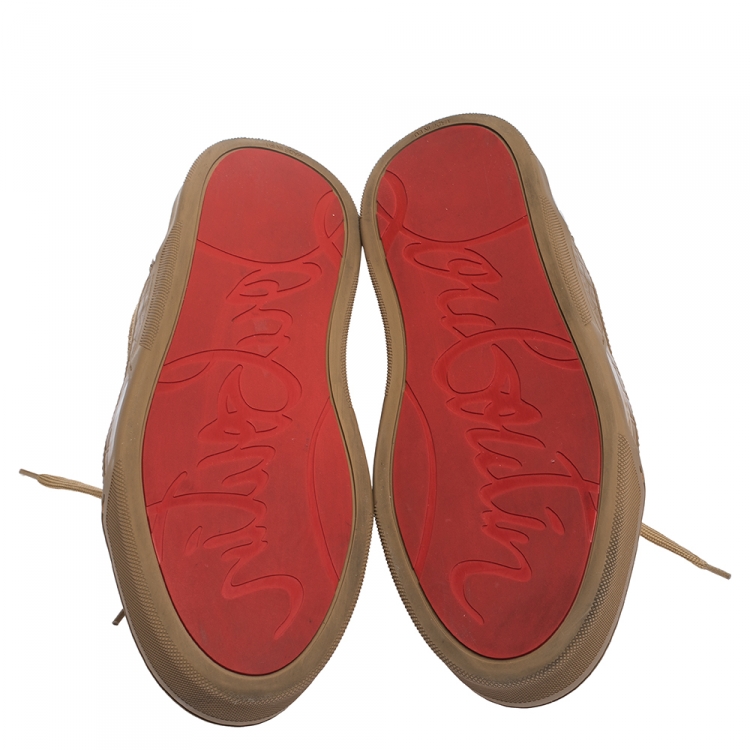 Pre Owned Christian Louboutin Beige Leather, Suede and Fabric Aurelien Sneakers Size 42.5