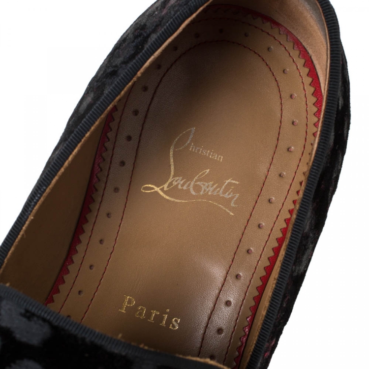Pre Owned Christian Louboutin Black Velvet Spooky Spiked Toe Cap Smoking Slippers Size 43