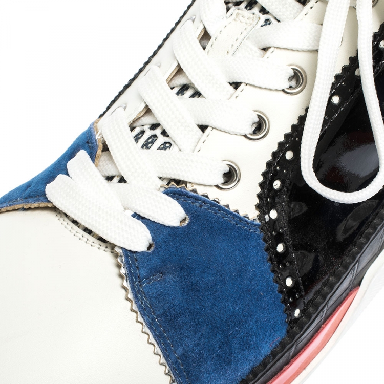 مملوكة مسبقًا Christian Louboutin Multicolor Leather and Suede Loubikick High Top Sneakers Size 43