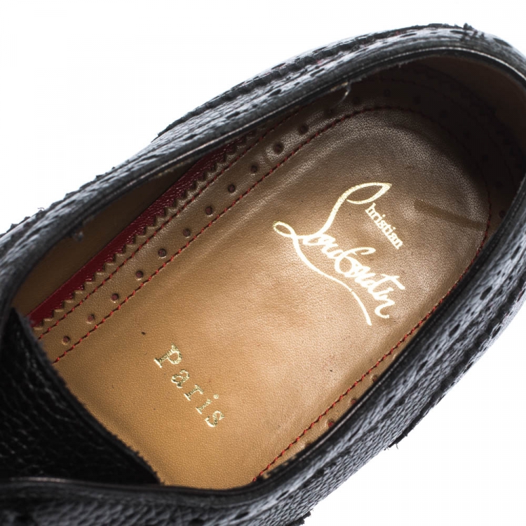 Pre Owned Christian Louboutin Black Brogue Leather Charlie Me Oxfords Size 43