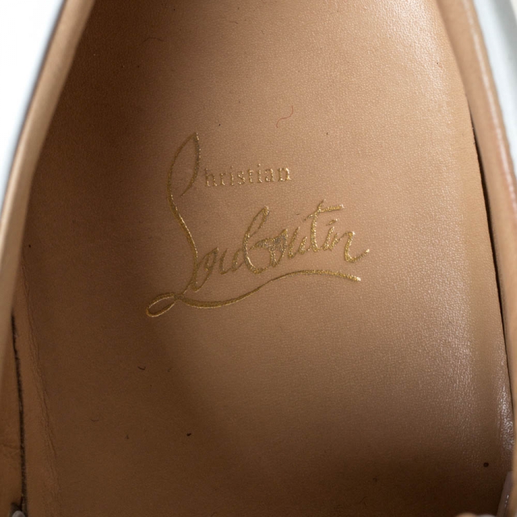 Pre Owned Christian Louboutin White Leather Louis Junior Spikes Sneakers Size 43
