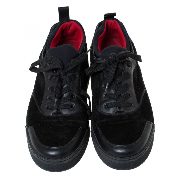 Pre Owned Christian Louboutin Black Leather, Suede and Fabric Aurelien Sneakers Size 43