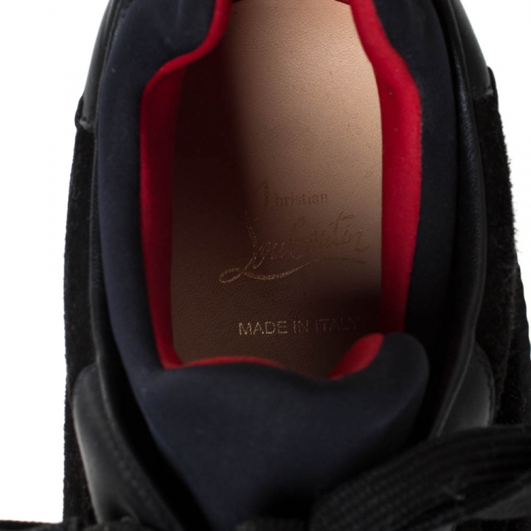 Pre Owned Christian Louboutin Black Leather, Suede and Fabric Aurelien Sneakers Size 43