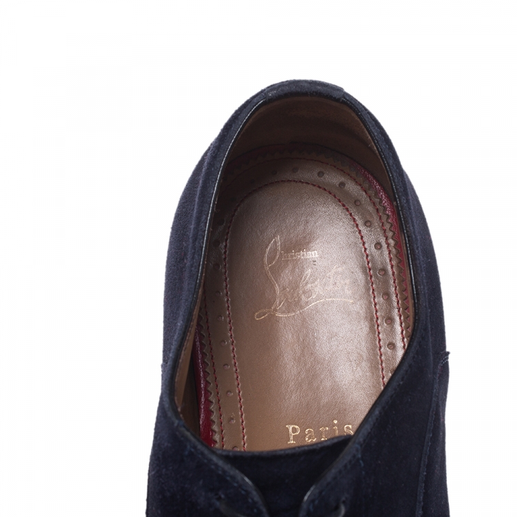 Pre Owned Christian Louboutin Oxford Blue Suede Greggo  Lace Up Oxfords Size 43