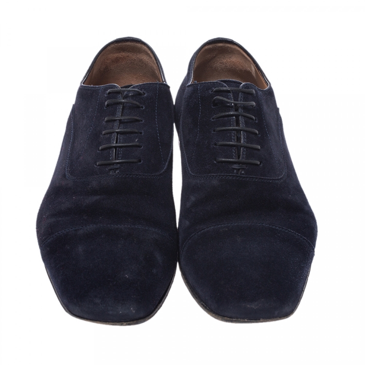 Pre Owned Christian Louboutin Oxford Blue Suede Greggo  Lace Up Oxfords Size 43