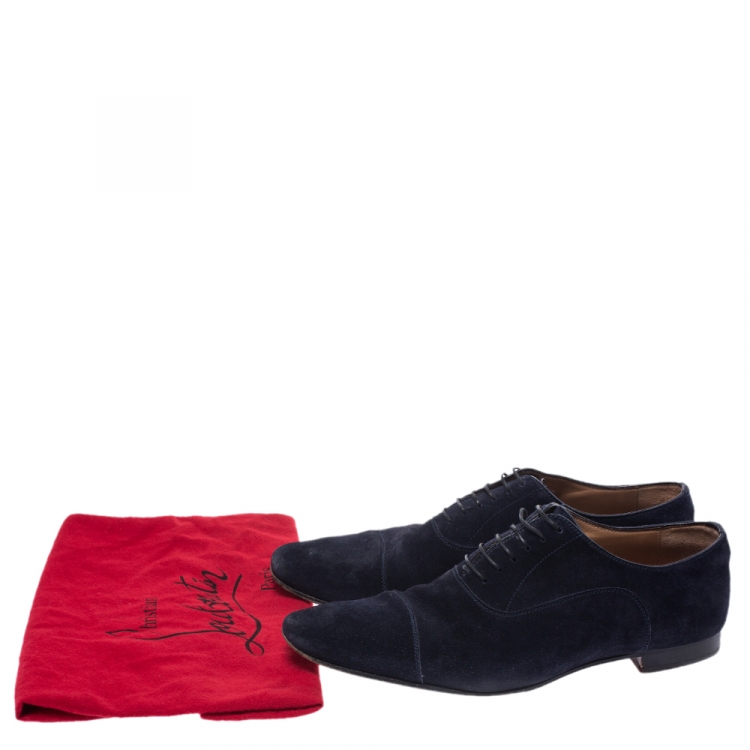 Pre Owned Christian Louboutin Oxford Blue Suede Greggo  Lace Up Oxfords Size 43