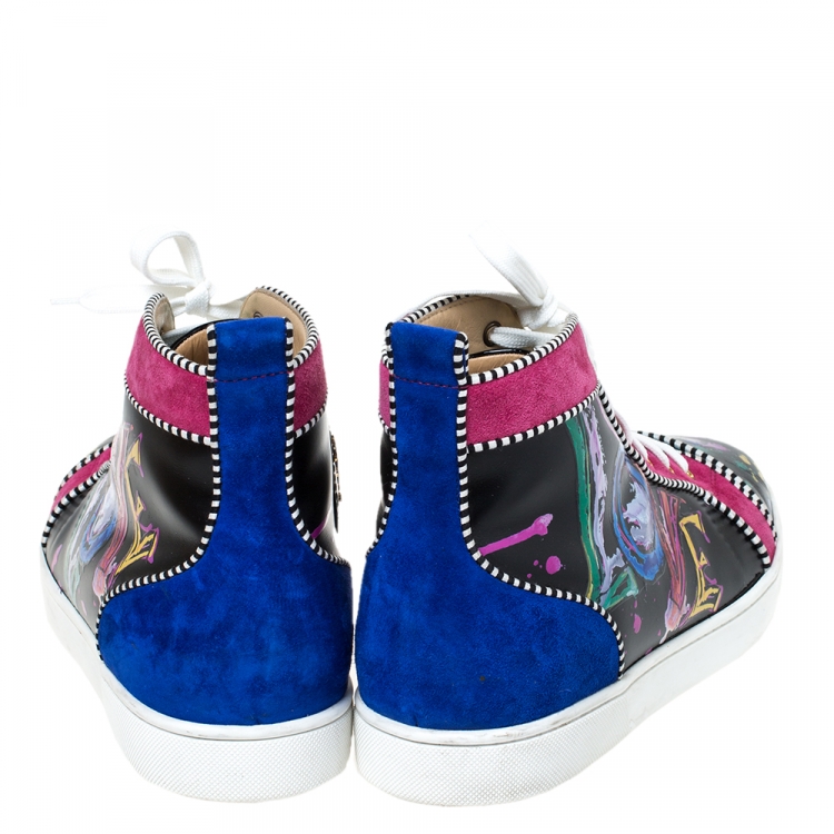 Pre Owned Christian Louboutin Multicolor Leather And Suede Love Rantus Orlato High Top Sneakers Size 44.5
