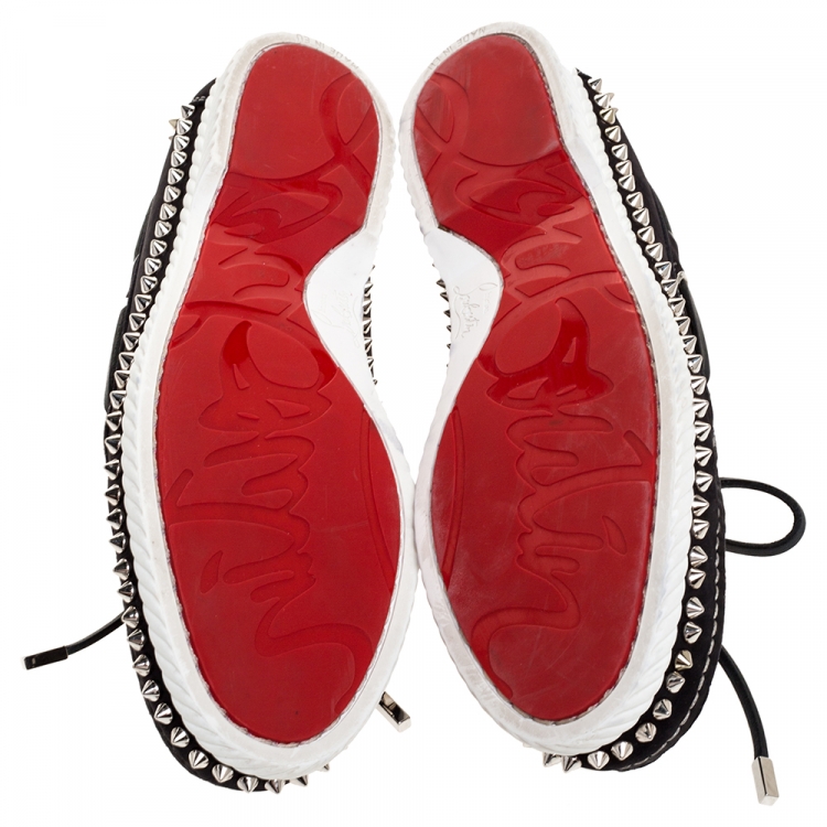 مملوكة مسبقًا Christian Louboutin Black Suede Steckel Spike Boat Loafers Size 43