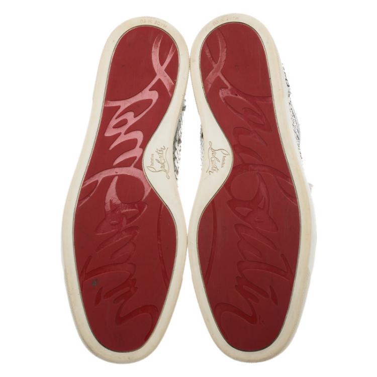 Pre Owned Christian Louboutin Metallic Silver Python Rantus Orlato High Top Sneakers Size 43