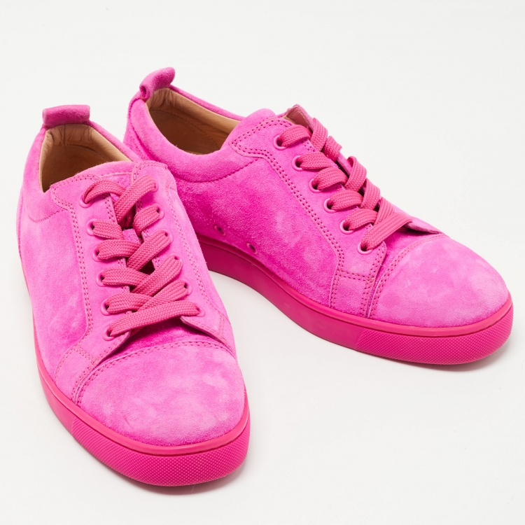 Pre Owned Christian Louboutin Pink Suede Louis Junior Sneakers Size 40