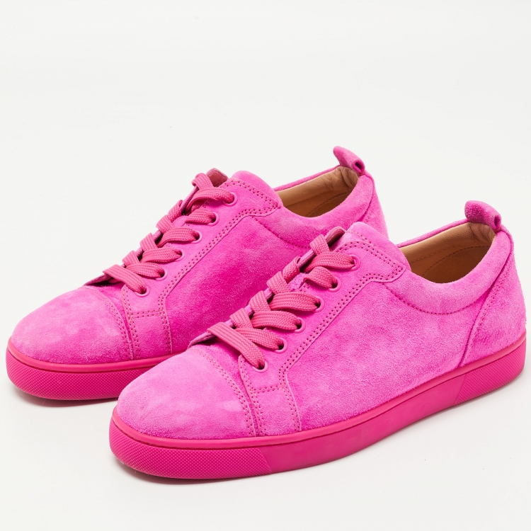 Christian Louboutin Pink Suede Louis Junior Sneakers Size 40