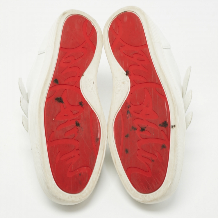 Pre Owned Christian Louboutin White Leather Kiddo Orlato Low Top Sneakers Size 42.5