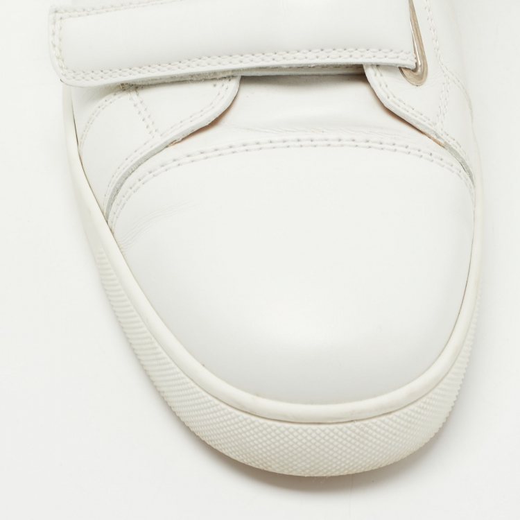 Pre Owned Christian Louboutin White Leather Kiddo Orlato Low Top Sneakers Size 42.5