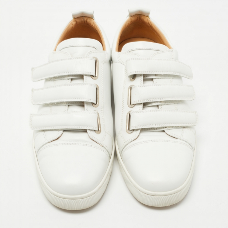 Pre Owned Christian Louboutin White Leather Kiddo Orlato Low Top Sneakers Size 42.5