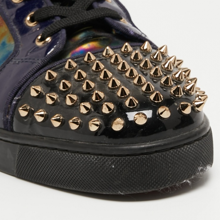 Pre Owned Christian Louboutin Multicolor Patent Louis Spikes Cap Toe High Top Sneakers Size 45