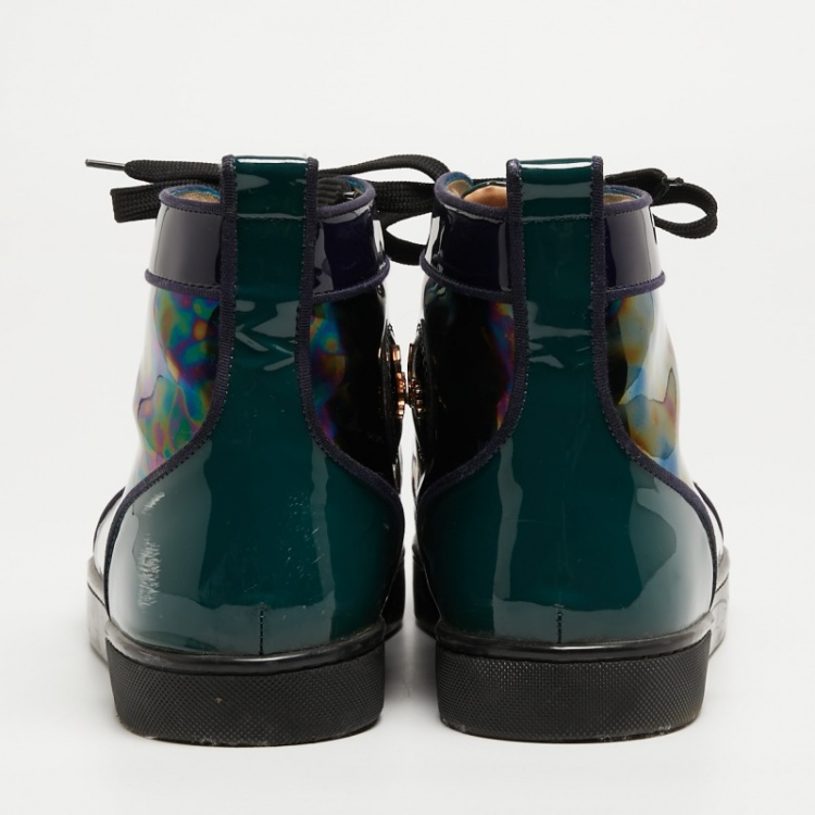 Pre Owned Christian Louboutin Multicolor Patent Louis Spikes Cap Toe High Top Sneakers Size 45