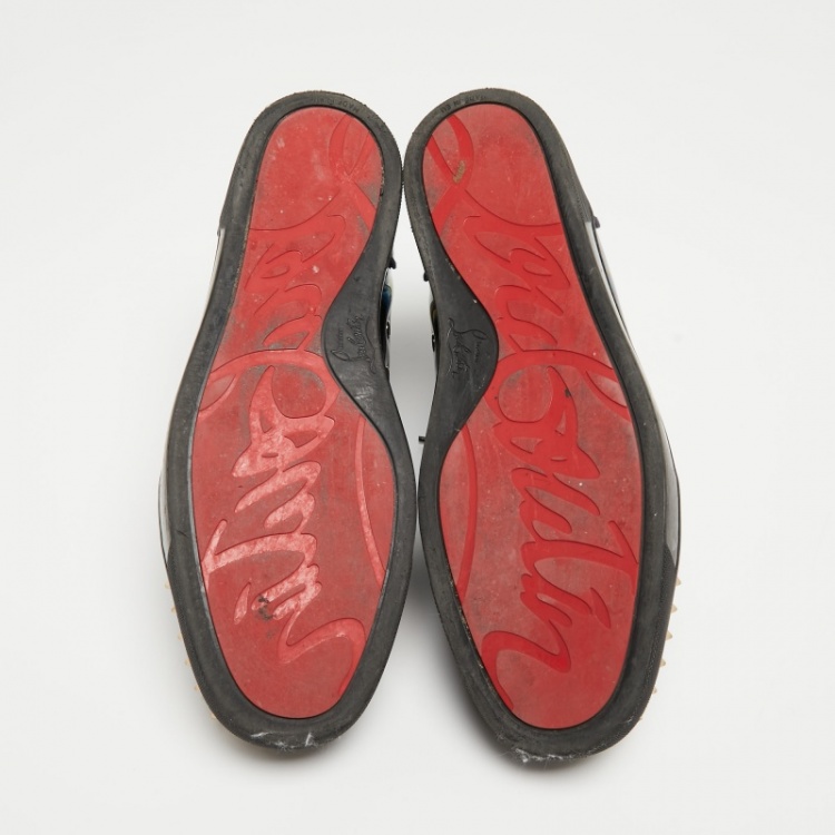 Pre Owned Christian Louboutin Multicolor Patent Louis Spikes Cap Toe High Top Sneakers Size 45