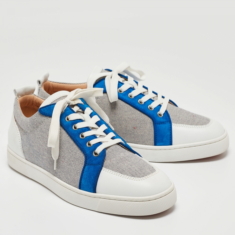 Pre Owned Christian Louboutin Multicolor Canvas and Leather Rantulow Low Top Sneakers Size 44