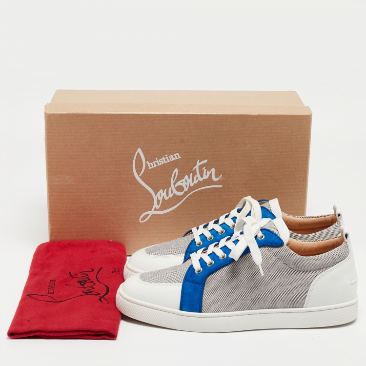 Pre Owned Christian Louboutin Multicolor Canvas and Leather Rantulow Low Top Sneakers Size 44