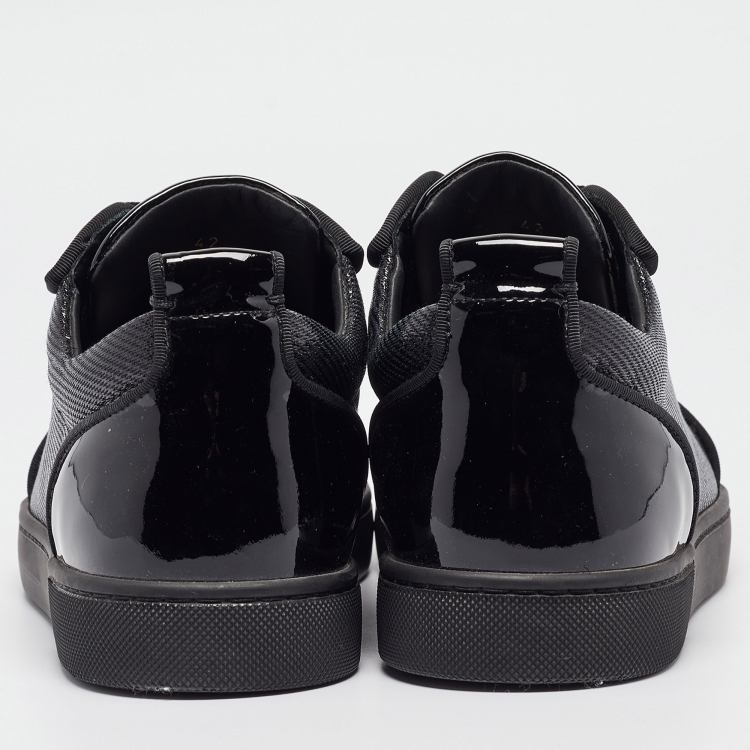 Pre Owned Christian Louboutin Black Lurex Louis Junior Spikes Orlato Sneakers Size 42